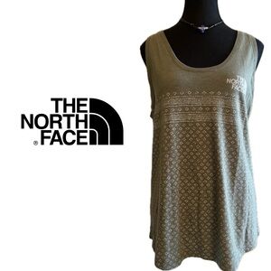 North Face Geometric Diamond Print Tri-Blend Hiking Tank Top Clover Heather L